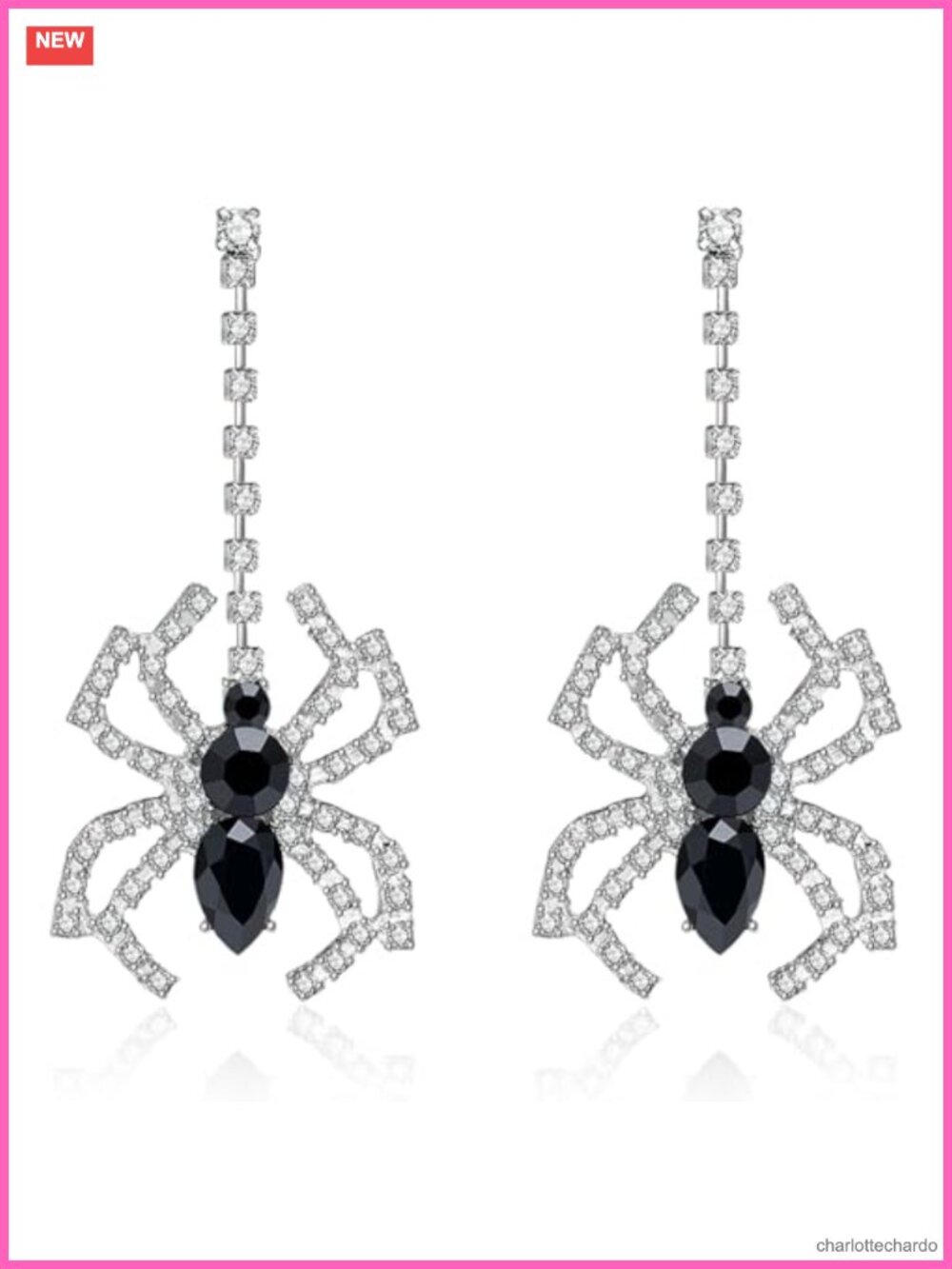 Gothic Spider Dangle Earrings Alloy Steel Lever Back 2.48in Costume Jewelry